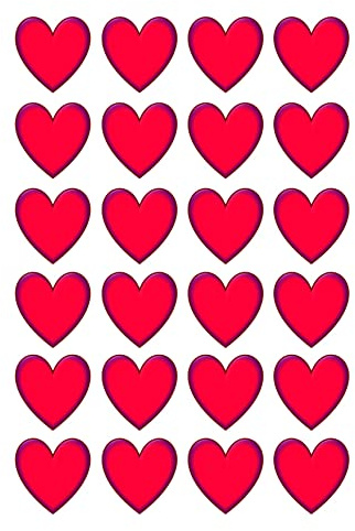 The Cake Decorators Boutique 24 edible Hearts Heart Red party decorations style Iced Icing Fondant CupCake Fairy Toppers, 4.2cm