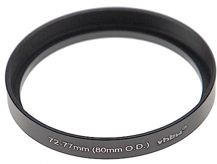 vhbw Bague d'adaptation de Filtre Step-Up de 72 mm vers 77 mm Compatible avec boîte Mate (Matte Box) 80 mm O.D. - Adaptateur, Aluminium, Noir-Mat