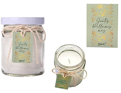 DISOK - Lote 24 Velas Tarro Cristal JUNTOS BRILLAMOS MÁS. Velas, velitas para Detalles, Regalos y Recuerdos para Bodas, Bautizos, Comuniones y Cumpleaños.