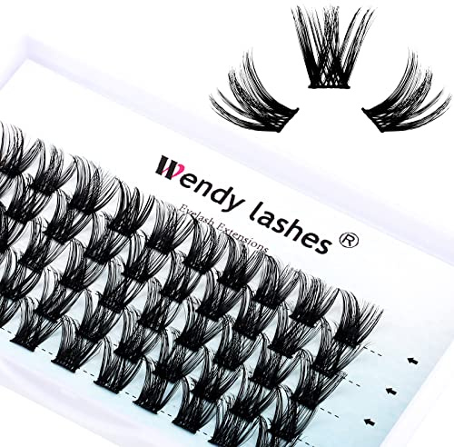 DIY Eyelash Extension Clusters Lashes 3D Volume Effect D Curl Wide Stem Individual Lash Clusters Reusable Artificial Fluffy Wispy False Eyelashes Set for Home Eyelash Extensions (0.07-D-16mm)