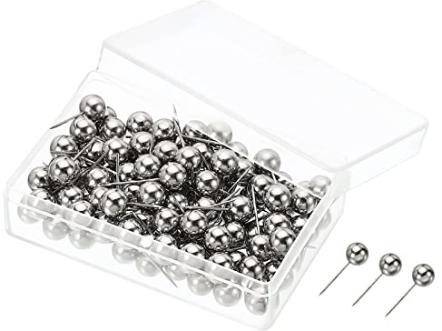 PATIKIL Goupilles Pression, 100 Paquet Rond Tête Carte Punaises Pouce Acier Points pour Bureau Tableau Liège, Argenté