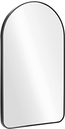 Navaris Espejo arqueado - Espejo con Arco Redondeado Tipo Ventana - De Pared Decorativo en baño Dormitorio Pasillo - 80 x 45 x 3 cm - Negro