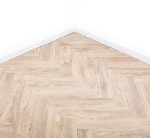 Grandismo Sunbeam Herringbone Vinyl Lino Roll Flooring 2m & 4m Width Bathroom Kitchen Flooring (5m x 4m (16ft 4 x 13ft 1))