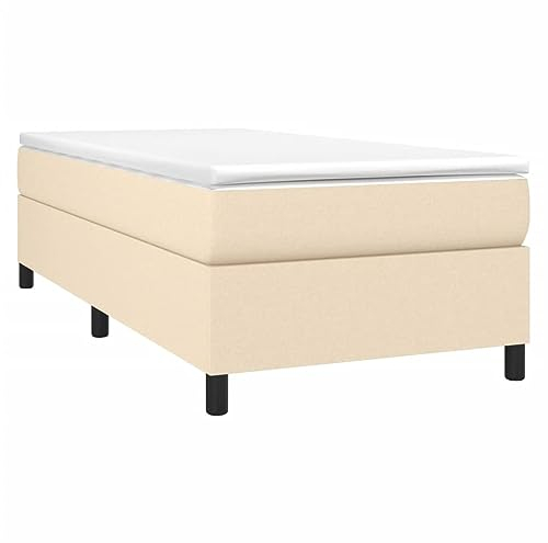 vidaXL Boxspringbettgestell, Polsterbett Bett für Schlafzimmer, Bettrahmen mit Lattenrost, Schlafzimmerbett Einzelbett, Creme 100x200cm Stoff