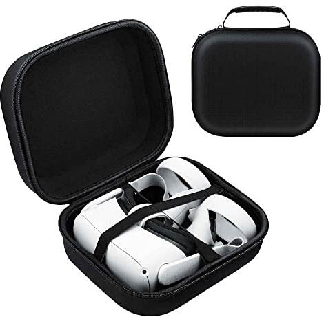 Mcbazel Hard Travel Case for Quest 3, Quest 3S Quest2 EVA Hard Shell Carrying Case Storage Bag for VR Gaming Headset and Controllers Accessories (Black)