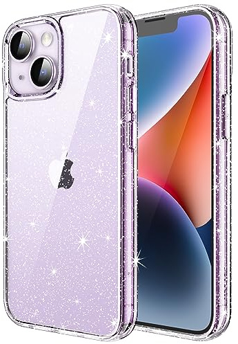 JETech Glitzer Hülle für iPhone 14 Plus 6,7 Zoll, Bling Glitter Stoßfest Handyhülle, Niedliche Glitzernde Schutzhülle für Frauen und Mädchen (Durchsichtig)