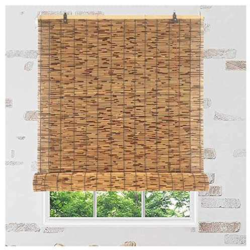 CcacHe Natur Bambusrollo Aussenbereich Bambus Rollo Outdoor Jalousine Retro Raffrollo Fenster-Rollo Mit Zugschnur, Holzrollos Vorhänge Sonnenschutz/wetterfest/Anpassbar 40-160cm Breit