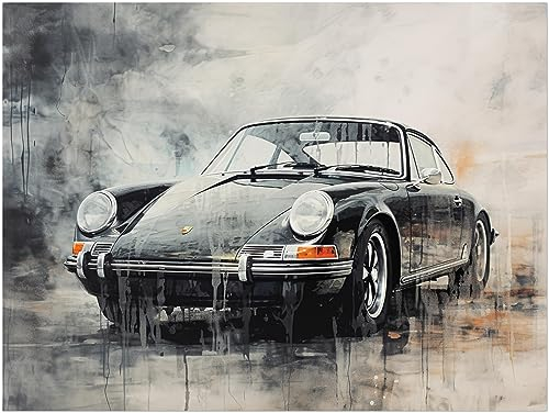 Generisch Leinwand oder Poster - Porsche 911 Carrera Oldtimer - Auto Sportwagen Kunstdruck Illustration Wandbild P269N (Leinwand auf Keilrahmen, 120x90 cm)