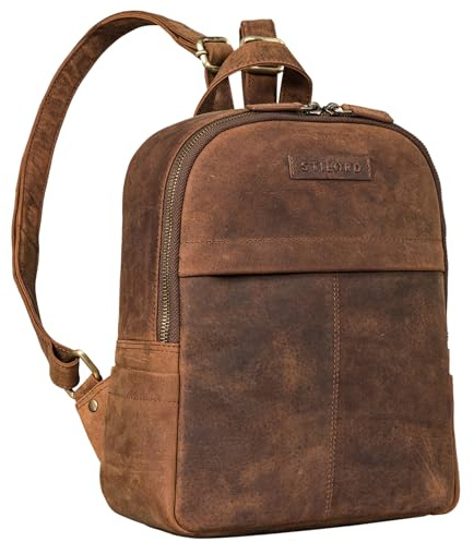 STILORD Klara Raffinierter Rucksack Damen Leder Klein Elegant Lederrucksack Rucksackhandtasche Vintage Daypack Handtasche Cityrucksack Echtleder Farbe:Avani - braun