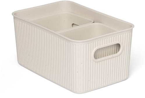 Tatay Cestas Almacenaje Plastico Baobab | Set de 3 Cajas Organizadoras | Asas Integradas | Diseño Compacto y Versátil | Plástico Reciclado Libre de BPA | 18,7x27,8x13,3 cm, Ecohome
