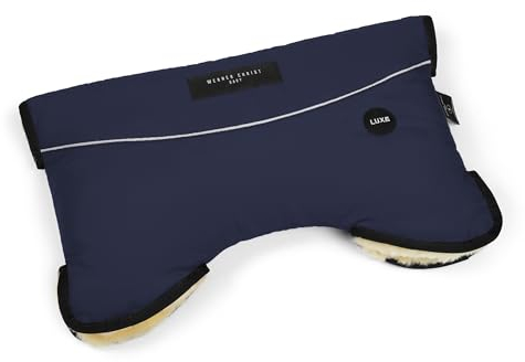 Kinderwagen-Muff aus Lammfell von WERNER CHRIST BABY - MOFFY LUXE ist der ideale Handwärmer für Buggys aus medizinischem Fell, einfache Handhabung, Handmuff in Navy (blau)