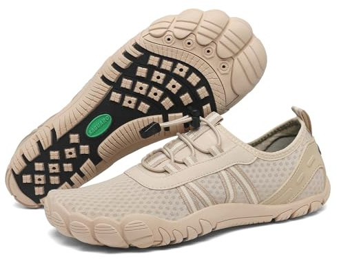 SAGUARO Badeschuhe Wasserschuhe Barfuss Schuhe Damen Herren Barfußschuhe Schnelltrocknende Schwimmschuhe rutschfeste Strandschuhe Aquaschuhe mit Dicker Sohle Braun,Gr.43