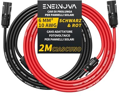 Solarkabel 4mm²/6mm², Solarkabel Verlängerung 1/2/3/5/8/10/12/15/18/20M, Multi-Contact 4 Verlängerungskabel, IP67 Wasserdichtem für PV Solaranlage(6mm² 2M)