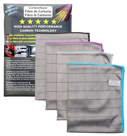 DSproducts 4 Chiffons en Microfibre de Carbone 410 GSM 50x40cm I Chiffon de Nettoyage Magique Epaissi I Menage I Microfibre Vitre I Chiffon Vitre sans Trace I Lingette Voiture I Nettoyage
