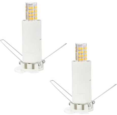 Kit para Lámpara de Sal: Portalámparas E14 Blanco con Interruptor Cable de 1 Metro + Bombilla LED 4W, Luz Cálida 3000K, 350 Lúmenes Reemplazo para 35W Halógena - 2units