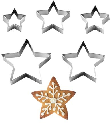 5 Pcs Star Cookie Cutters,Cutter Christmas Baking Pastry Set,Biscuit Cake Kids Gingerbread Mince Small Snowflake Cookies Usable,Shaped Mini Stainless Creative Hexagon Stars,for Christma Foods Shapes