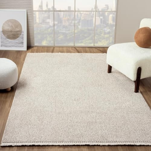 LUXE WEAVERS Solid Machine Woven Beige 5x7 Area Rug, Indoor Stain-Resistant Carpet