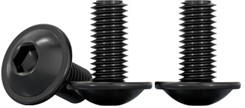 Drenky Tornillos de Acero Inoxidable A2 V2A, M6x12mm Tornillo de Cabeza Alomada con Brida Y Hexágono Interior Tornillo a Máquina con Brida Totalmente Rosca Métrica con Brida, 20 Piezas, Negro