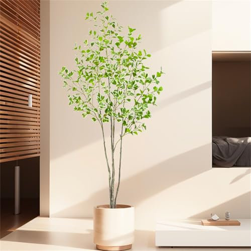 Glorlliant Künstlicher Ficus-Baum im Topf, 150 cm Großer Simulierter Ficus-Baum mit Glatten und Glänzenden Blättern, Dekorative Künstliche Pflanzen für Wohnzimmer, Schlafzimmer, Büro, Balkon