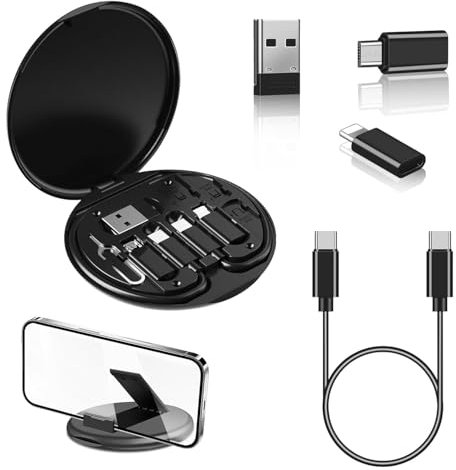 Multifunctional Charging Cable Box,Data Cable Convertor,Portable Type Convertor Transfer Adapter Cable Conversion Storage Box,Data Transfer Tool for Business Travel (blacks)