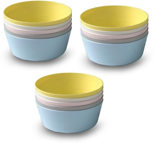 Pack of 6 Multi-Coloured Pastel Plastic Bowls - Lightweight BPA-Free Dishes for Kids, Parties, and Everyday Use - Dishwasher & Microwave Safe, Perfect for Serving Snacks, Cereal, and More (3)