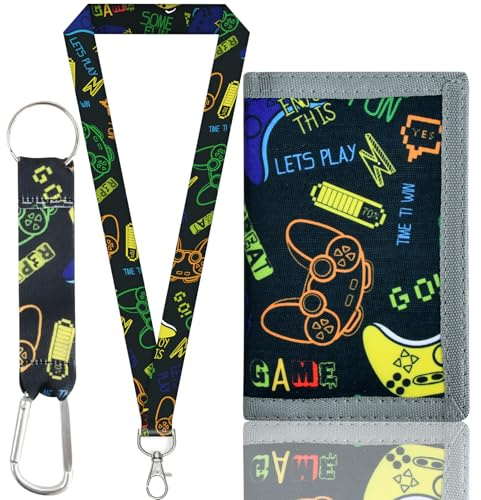 Wisebom Cartera para Niños, Trifold Billeteras con Cordón Carteras Infantiles Monedero Niños Billetero Plegable para Tarjeta Moneda Billete (Negro)