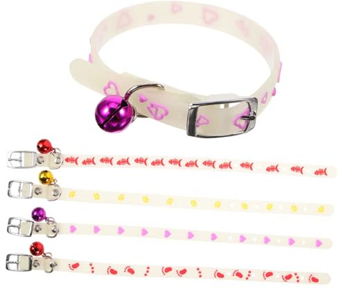 PERSELOSO 5stücke Teiliges Leuchtendes Haustierhalsband Verstellbares Weiches Silikon-Katzen Hundehalsband Hautfreundlich Atmungsaktiv Für Nachtspaziergänge Und Dekoration Bei Partys