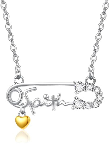 KINGWHYTE Sicherheitsnadel Halskette 925 Sterling Silber Sicherty Pin für psychische Gesundheit Halskette Sicherheitsnadel Anhänger Schmuck Geschenke
