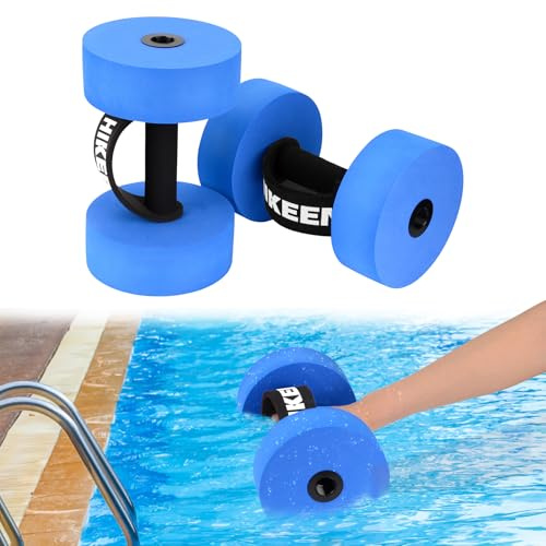 BOOSTEADY Manubri per Esercizi Acquatici con 2 Manubri per Pesi in Schiuma Eva ad Alta Densità, per Allenamento Fitness Nuoto Aerobica in Acqua, Blu Corto, 1 Pezzi EVA