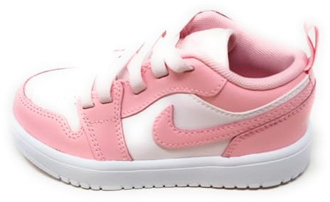 NIKE Jordan 1 Low DR9748 614 Med Soft Pink/Pearl Pink-White per Bambina Rosa con Lacci Elastici e Strappo (Bianco Rosa, Sistema Taglie Calzature EU, Adolescente, Numero, Media, 32)