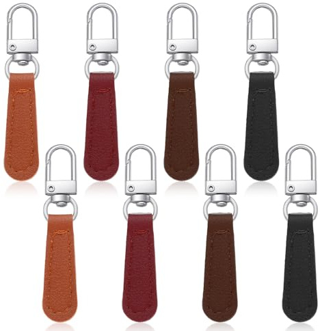 Mabor Zipper Pull Replacement, 8PCS Leather Zipper Pulls with Zinc Alloy for Luggage, Backpack, Suitcase, Jacket, Handbag Repair