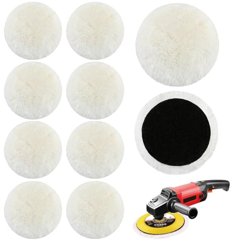 10 Stück Polierpads 125mm, Polierscheiben für Winkelschleifer und Akkuschrauber, Polierscheibe 125mm Klett, Hochwertige Polierpads für Auto und Metall
