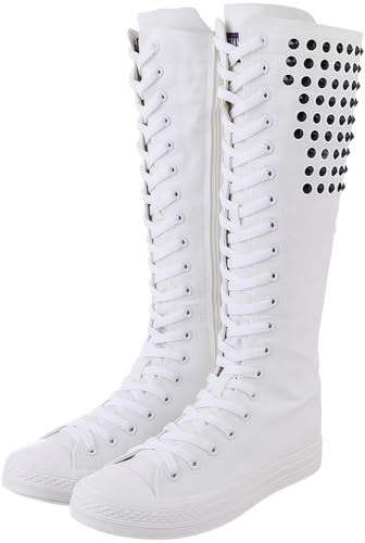 Jemnpela Dam knähöga kanvas sneaker stövlar med nit broderade blommor tofs snörning med dragkedja cykling stövlar flickor fina skolskor punk stil