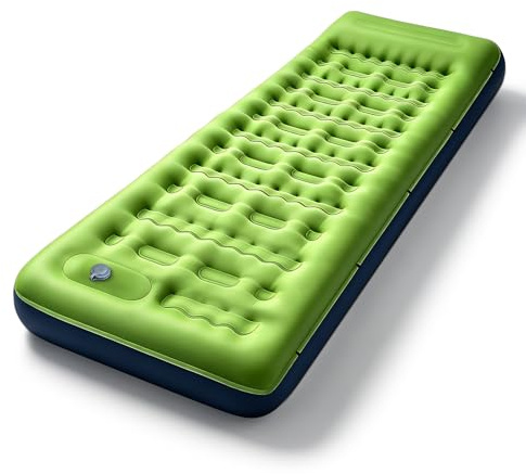 Matelas Gonflable 1 Place, Matelas Camping avec Pompe à Pied et Oreiller | 12CM Épais Matelas Autogonflant 1 Personne Ultra Léger, Anti‑Fuite, Compact et Portable pour Randonnée, Plage, Tente, Voyagee