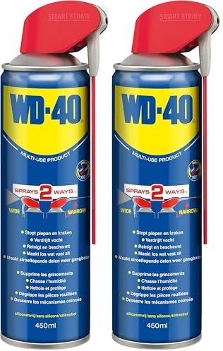 WD-40 Mehrzweckprodukt Smart Straw - Multi Spray Öl & Schmiermittel, Entfernt Fett, schützt vor Rost und stößt Wasser aus, 450 ml (Packung mit 2)