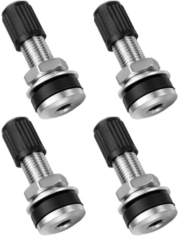 4 Stücke Autoventil, Reifenventil Ventile, Felgenventile Mit Staubkappen, Tubeless Ventil, Ventilschäfte, Snap-In Auto Ventile für PKW Auto Motorräder Fahrräder, Reifenventil Metall, Autoventil Black