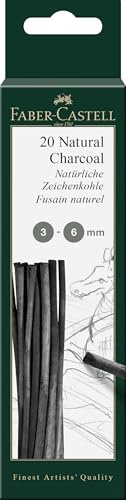 FABER-CASTELL - Fusains naturels Pitt 3-6 mm, 20 pièces