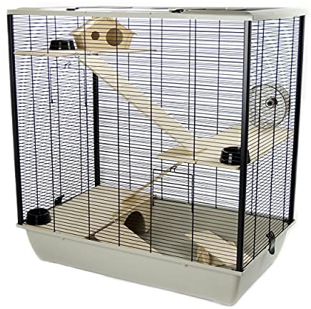 Hamster & Rat Cage 78cm x 48cm x 80cm - Plaza Tall Multi-Level Grey | Little Friends