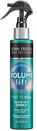 John Frieda Volume Lift Blow-Out Spray, Lightweight Volumizing Blow-Out Spray with Air-Silk Technology for Fine or Flat Hair, Adds Long-Lasting Volume, Texture, and Body for Thin hair, 4 Oz