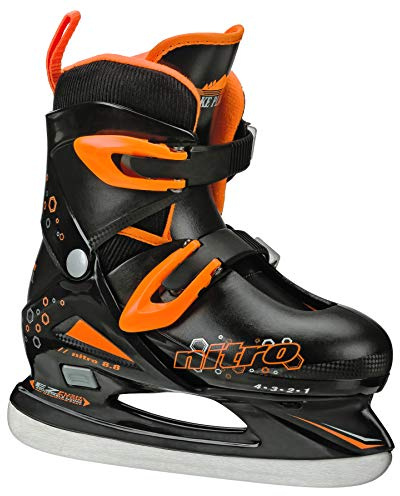 Lake Placid Boys Nitro 8.8 Adjustable Figure Ice Skate, Black/Orange, Small (11-13)