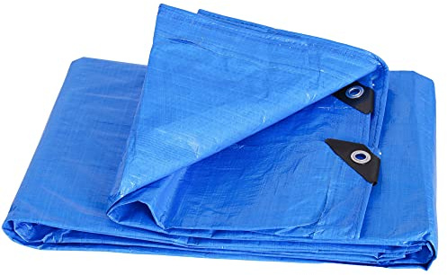K-ONE Blue Heavy-Duty Tarpaulin Multipurpose, Durable Waterproof And Weather Proof Ground Camping Sheet With Eyelets (5.2M x 3.4M)