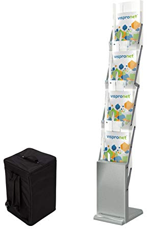 Vispronet Faltbarer Prospektständer DIN A4 Hochformat, Flyerhalter, Infoständer, Prospekthalter (mit Transporttasche)