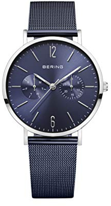 Bering Damen Quarz Uhr | Armbanduhr 36 mm Edelstahlgehäuse und Zifferblatt | Milanaisearmband | Saphierglas | 3 ATM | 14236