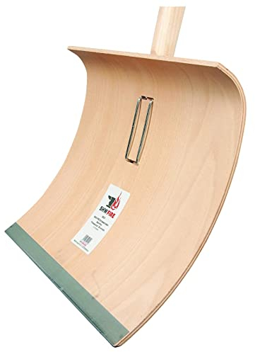 SHW-FIRE | Schneeschieber mit 50cm Schaufel und 150 cm Ovalstiel, Schaufel mit 5-Fach verleimtem Sperrholz mit Aluminium-Schutzkante Premium Schneeschaufel mit Buchenholzstiel | Made in Germany