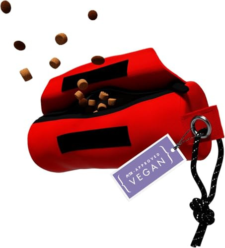 STUCH Futterdummy für Hunde 100% Vegan & PETA zertifiziert – reißfester Apportierbeutel für Nass- & Trockenfutter – wasserdicht & waschbar – Trainingsdummy für Hundetraining & Rückruf (Rot)