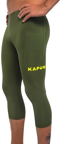 Kapow Meggings Men's Recycled Performance 3/4 Leggings Sports Compression (Dakar, Large)