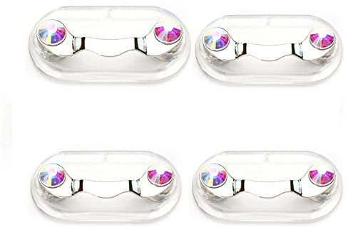 Magnetischer Brillenhalter, Ausweishaken aus Edelstahl, Mini-Sonnenbrillenhalter mit Kristallen und Perlen, 12 Farben, 4 Stück, bunt, One size