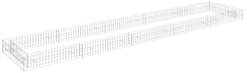 vidaXL Gabion Raised Bed in Galvanised Steel - Rust-Resistant and Weatherproof - Large & Sturdy Plant Bed Border - Ideal for Gardens and Patios - Easy Assembly - 500x100x20 cm - Silver