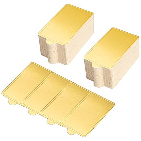 MengH-SHOP Planches à Gâteaux à la Mousse Supports à Gâteau Rectangulaire en Carton Doré Jetable Plateau de Desserts Assiettes en Papier à Base de Gâteau pour Mariage, Anniversaire, Fêtes 100 Pièces