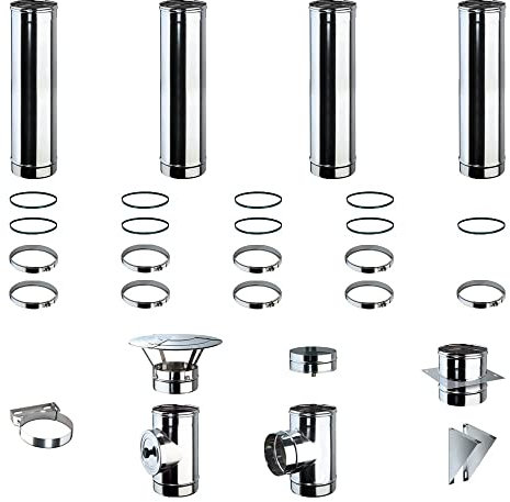 Kit Fumi Diametro 130 Mono Parete in Acciaio Inox, Altezza 4,72m, Kit scarico fumi per Stufa a Pellet e Legna, Caldaie, Camini | Brico Kit